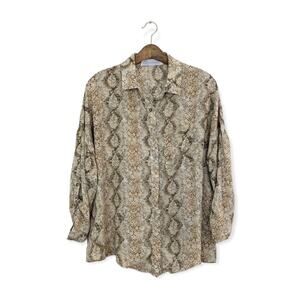 Big Waterblue Sky Snake Print Button Down Blouse